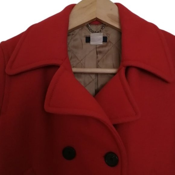 J. Crew Burnt Orange Red Wool Trench Coat - Picture 3 of 16